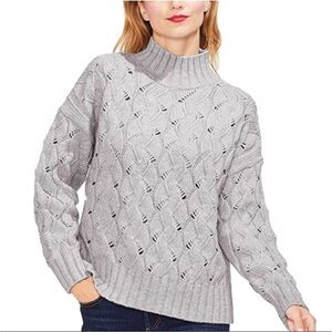 Vince Camuto Grey Mock Neck Knit Sweater